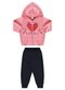 Marlan - Conjunto Bebê Jaqueta e Calça Coração Baby Cinza - variação: Rosa