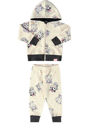 Marlan - Conjunto Bebê Jaqueta e Calça Gatinhos Bege - MARLAN