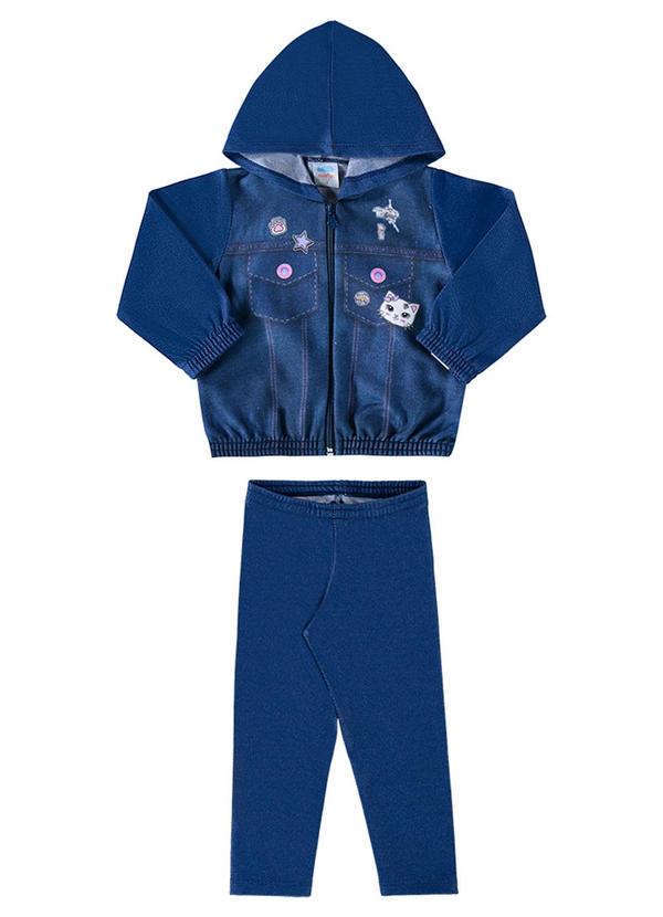 Marlan - Conjunto Bebê Jaqueta e Legging Jeans Baby Azul