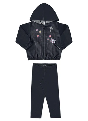 Marlan - Conjunto Bebê Jaqueta e Legging Jeans Baby Preto - MARLAN