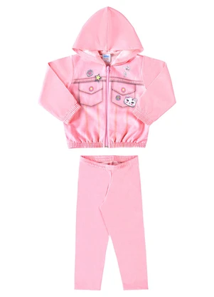 Marlan - Conjunto Bebê Jaqueta e Legging Jeans Baby Rosa - MARLAN