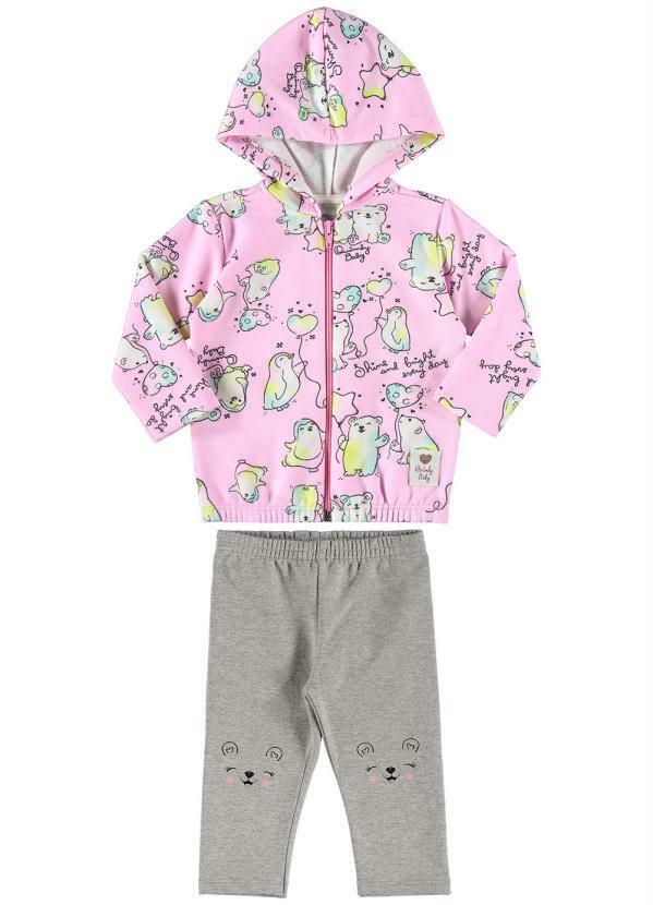 Quimby - Conjunto Bebê Jaqueta e Legging Rosa