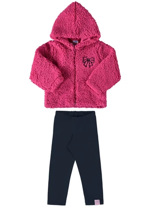 Marlan - Conjunto Bebê Jaqueta Sherpa e Legging Baby Rosa - MARLAN