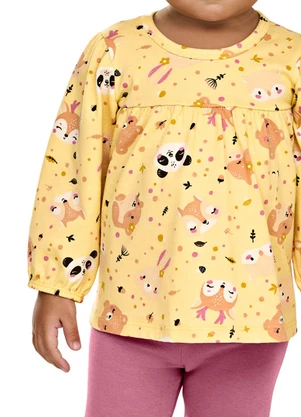 Elian - Conjunto Bebê Manga Longa Bichinhos Amarelo - ELIAN
