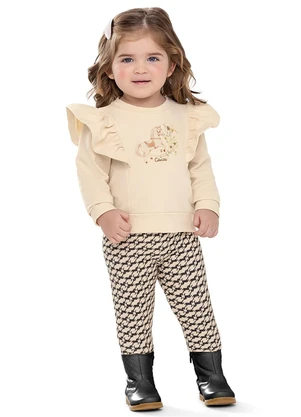 Colorittá - Conjunto Bebê Menina Babados Cavalinho Bege - COLORITTÁ