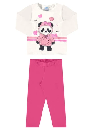 Marlan - Conjunto Bebê Menina Blusa e Legging Cotton Bege - MARLAN