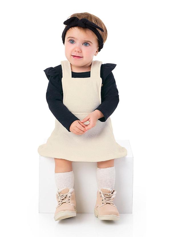 Marlan - Conjunto Bebê Menina Body e Salopete Baby Preto