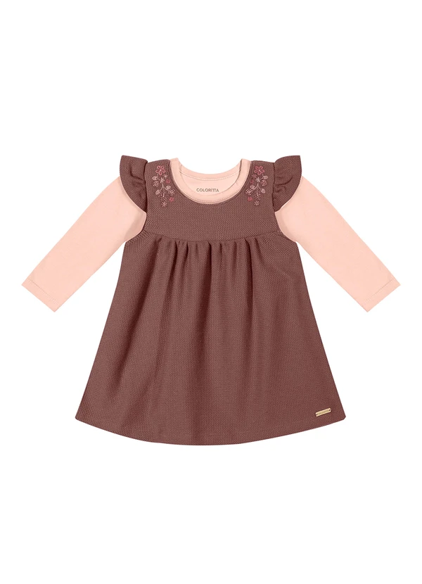Colorittá - Conjunto Bebê Menina Bordado Floral Rosa