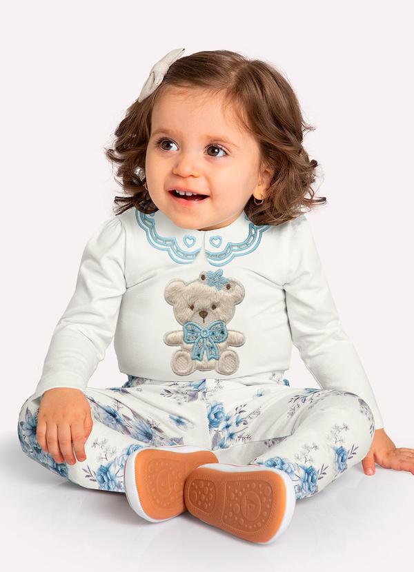 Milon - Conjunto Bebê Menina Bordado Off White