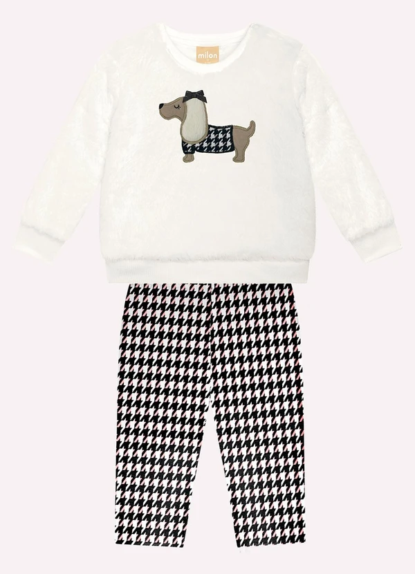 Milon - Conjunto Bebê Menina Bordado Off White