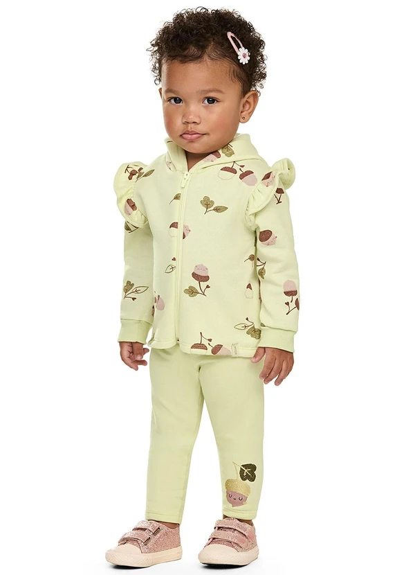 Elian - Conjunto Bebê Menina Brilho com Capuz Verde