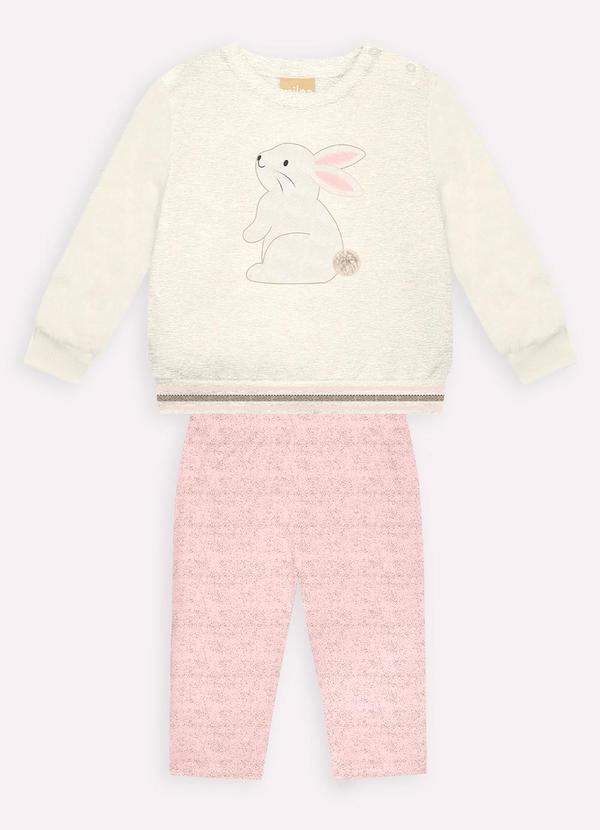 Milon - Conjunto Bebê Menina Coelhinho Cinza
