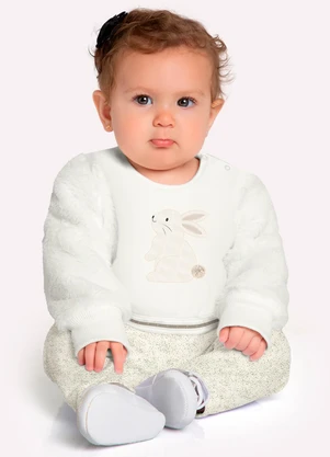 Milon - Conjunto Bebê Menina Coelhinho Off White - MILON