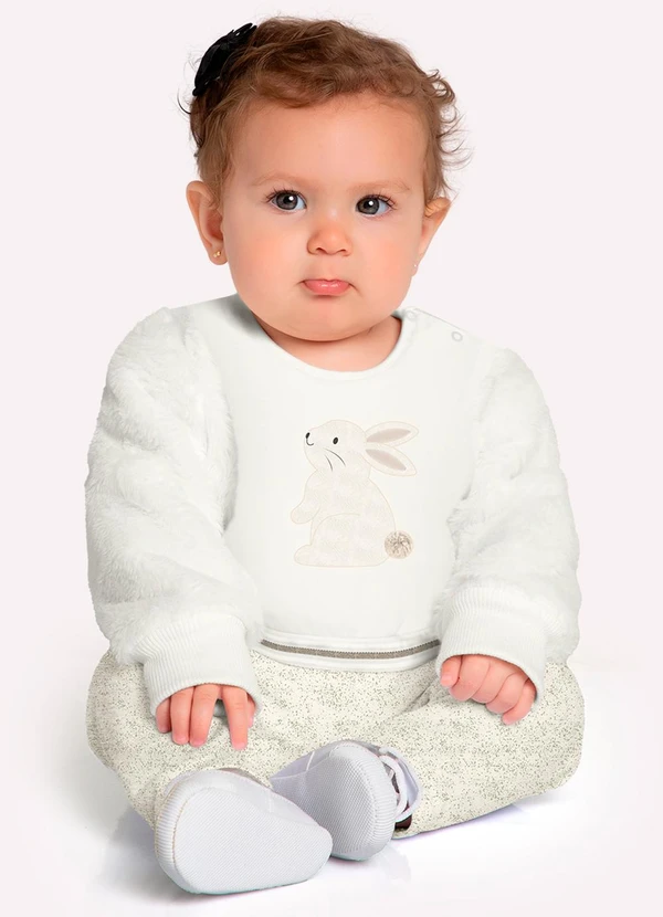 Milon - Conjunto Bebê Menina Coelhinho Off White