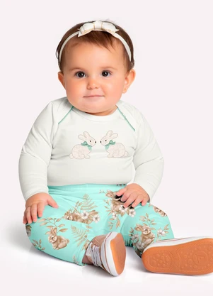 Milon - Conjunto Bebê Menina Coelhinhos Branco - MILON