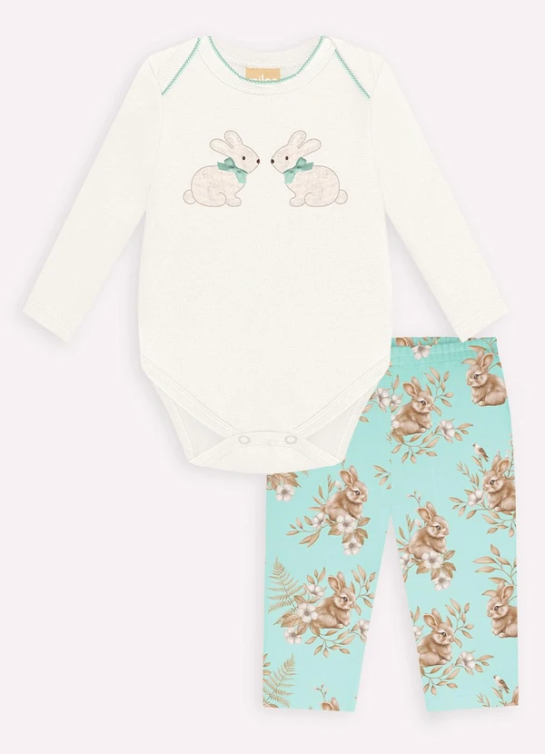 Milon - Conjunto Bebê Menina Coelhinhos Branco 2