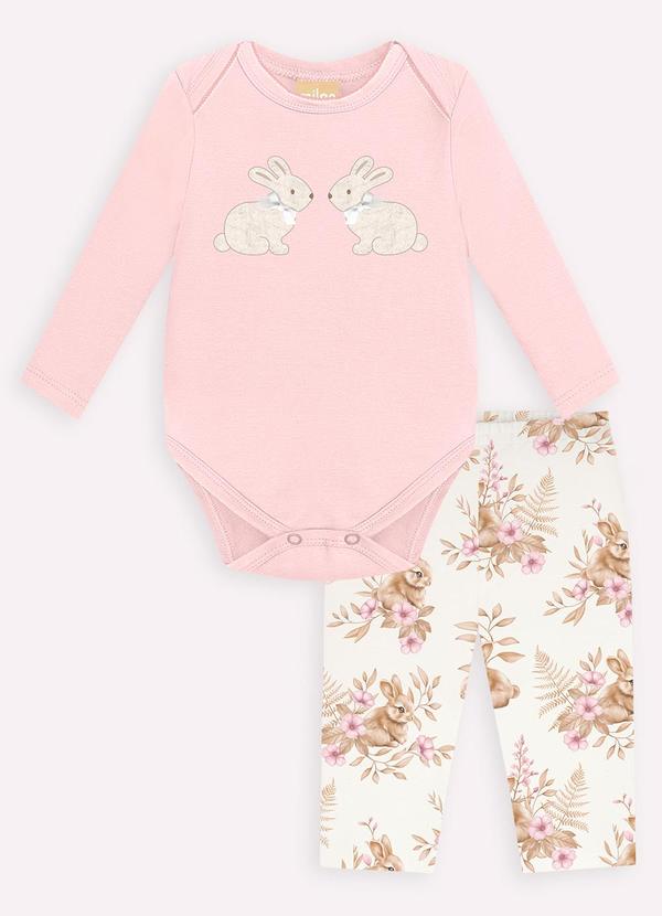 Milon - Conjunto Bebê Menina Coelhinhos Rosa
