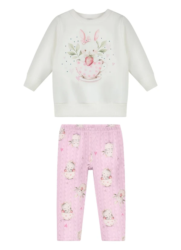 Alakazoo - Conjunto Bebê Menina com Blusão e Calça Rosa