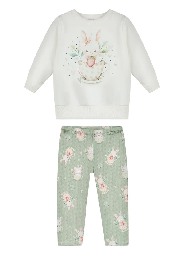 Alakazoo - Conjunto Bebê Menina com Blusão e Calça Verde
