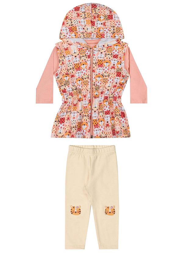 Elian - Conjunto Bebê Menina com Colete Rosa 2