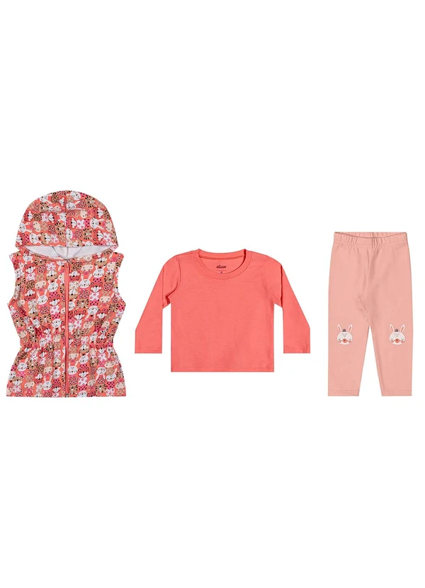 Elian - Conjunto Bebê Menina com Colete Rosa 3