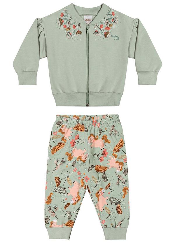 Elian - Conjunto Bebê Menina com Jaqueta Floral Verde 2