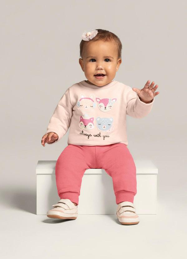 Brandili - Conjunto Bebê Menina de Animais Rosa