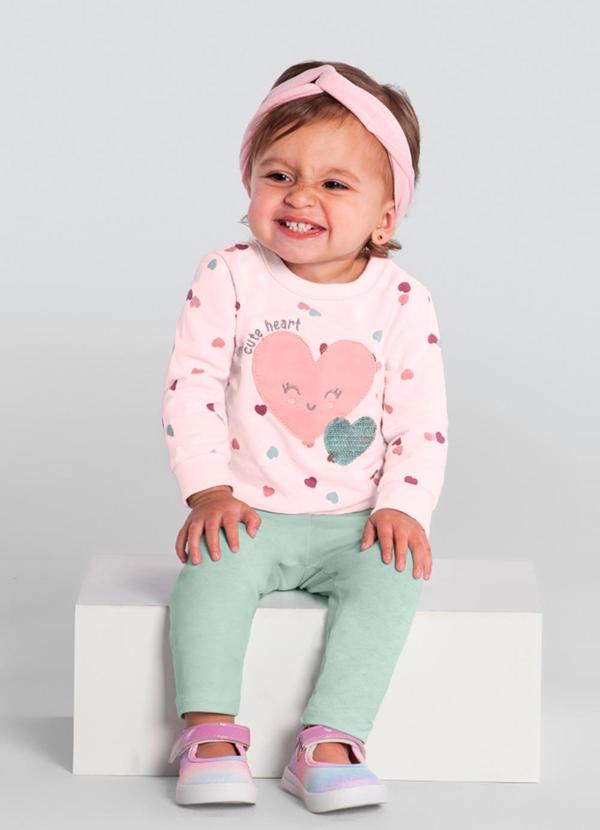 Brandili Baby - Conjunto Bebê Menina de Corações Rosa