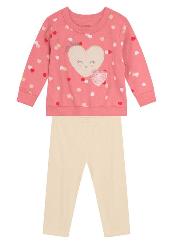 Brandili Baby - Conjunto Bebê Menina de Corações Rosa