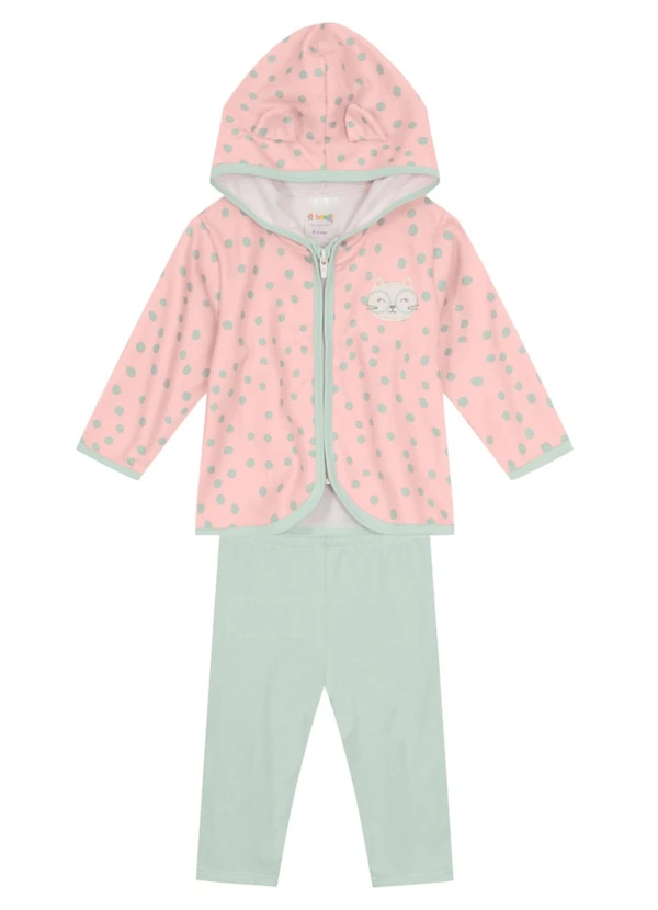 Brandili Baby - Conjunto Bebê Menina de Gatinho Rosa