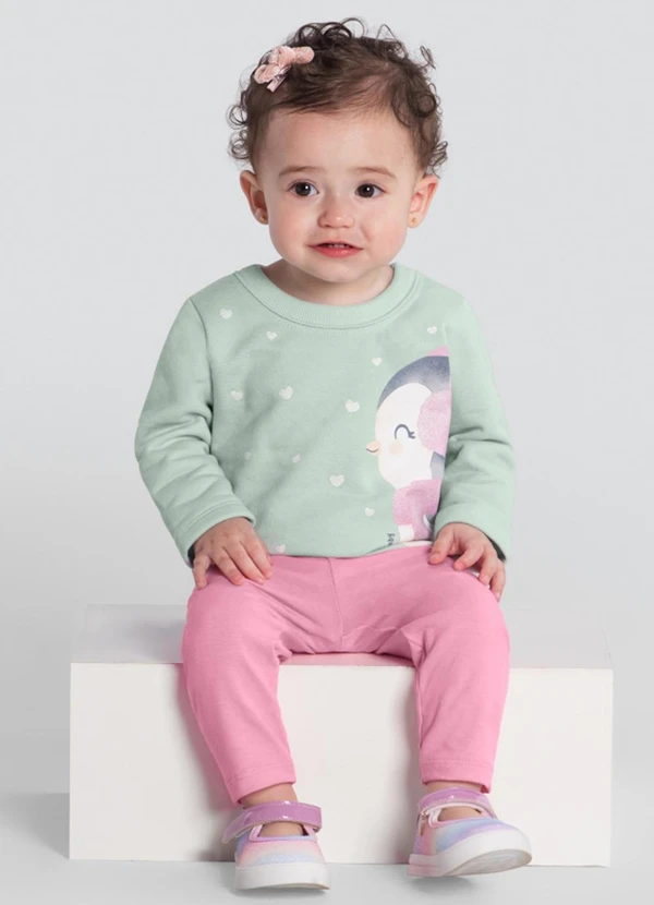 Brandili - Conjunto Bebê Menina de Pinguim Verde 1