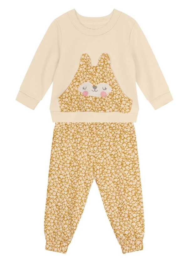 Brandili Baby - Conjunto Bebê Menina de Ursinho Bege