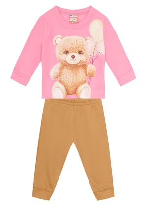 Brandili - Conjunto Bebê Menina de Ursinho Rosa - BRANDILI