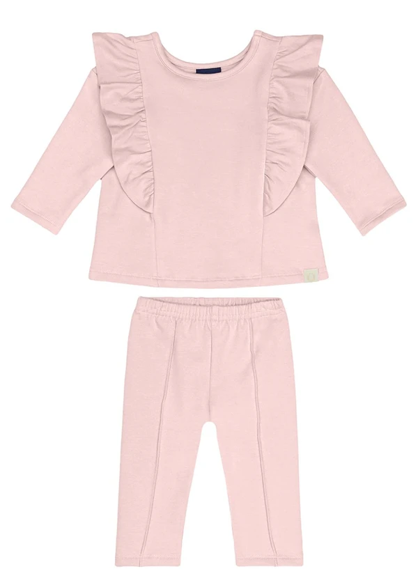 Guloseima - Conjunto Bebê Menina em Molecotton Rosa