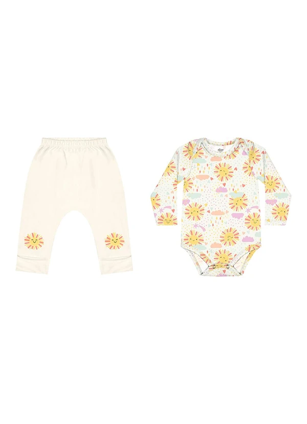 Elian - Conjunto Bebê Menina Estampado Amarelo
