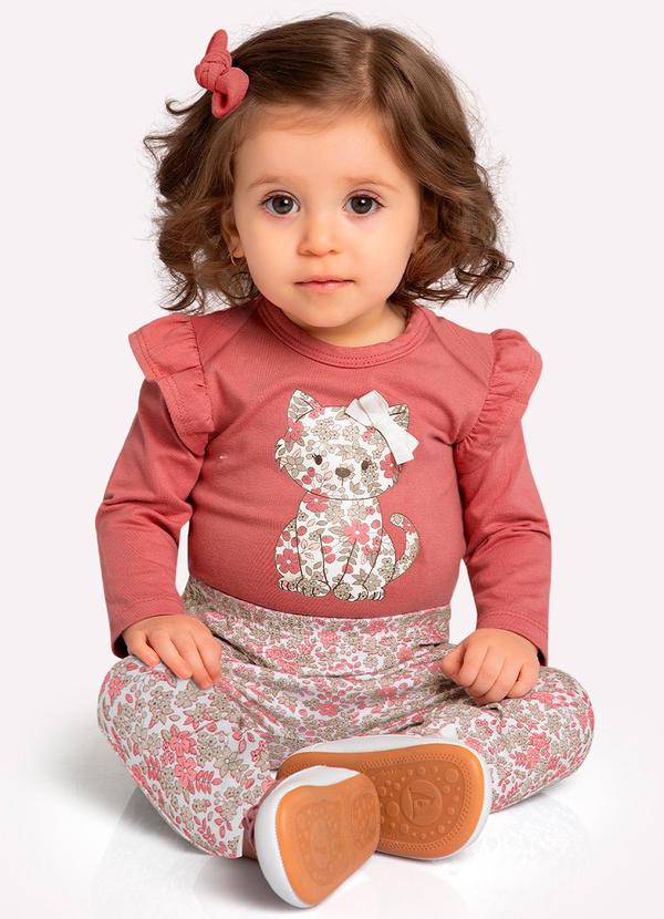 Milon - Conjunto Bebê Menina Flores Rosa