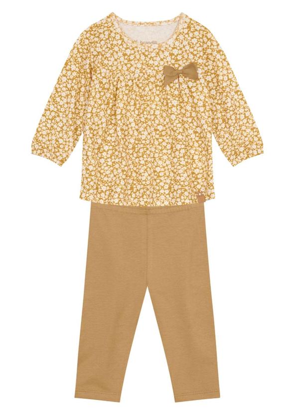 Brandili Baby - Conjunto Bebê Menina Florido Amarelo