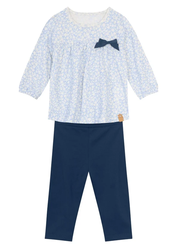 Brandili Baby - Conjunto Bebê Menina Florido Azul