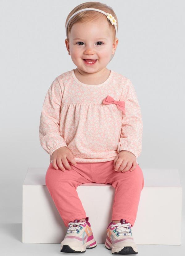 Brandili Baby - Conjunto Bebê Menina Florido Rosa