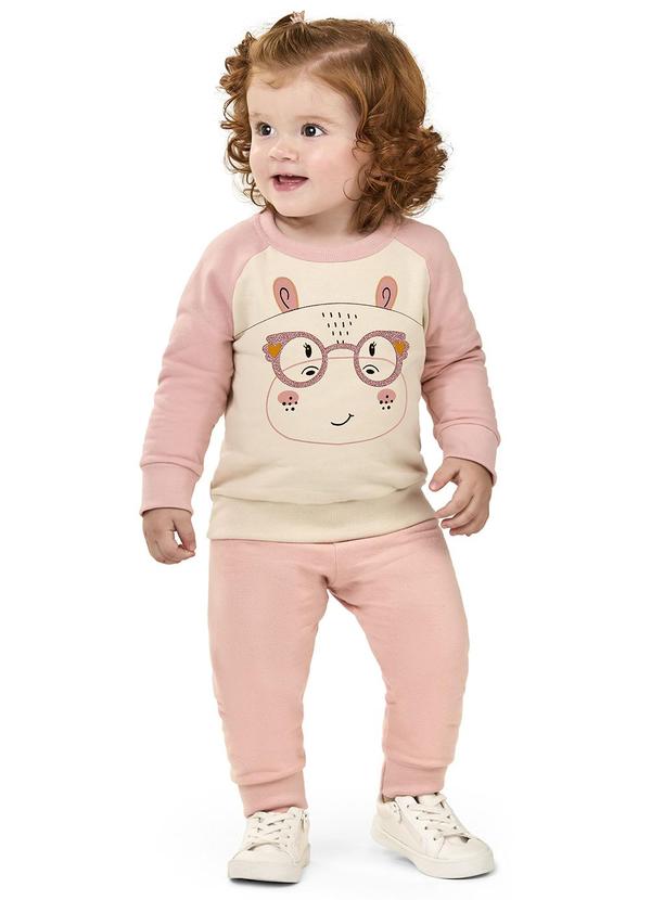 Elian - Conjunto Bebê Menina Hipopótamo Bege