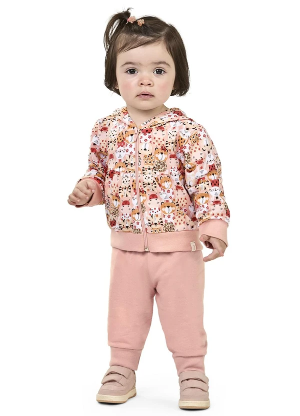 Elian - Conjunto Bebê Menina Jaqueta Bichinhos Rosa