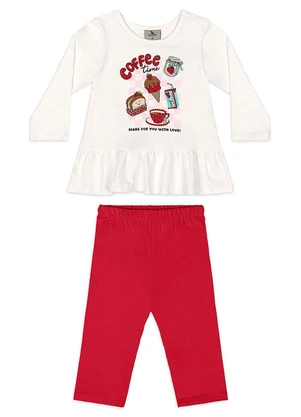 Quimby - Conjunto Bebê Menina Legging Branco - QUIMBY