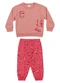 Elian - Conjunto Bebê Menina Moletom Coelhinhos Coral - variação: Coral