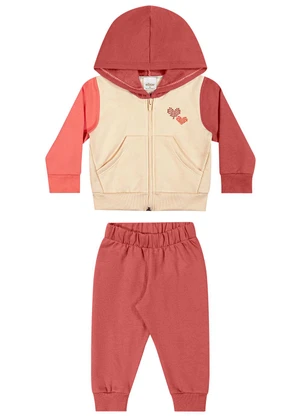 Elian - Conjunto Bebê Menina Moletom com Capuz Bege - ELIAN