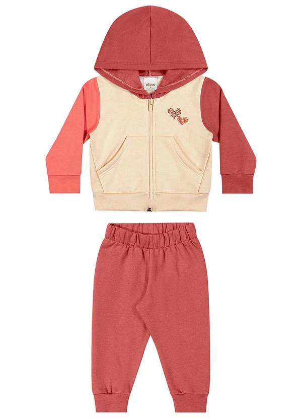 Elian - Conjunto Bebê Menina Moletom com Capuz Bege 2