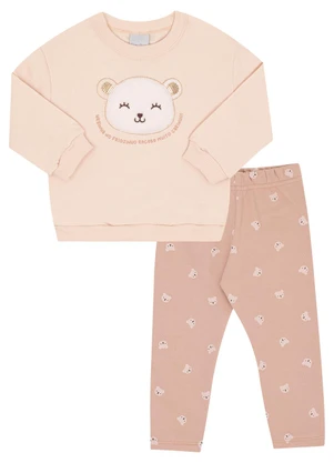 Pulla Bulla - Conjunto Bebe Menina Moletom Rosa - PULLA BULLA