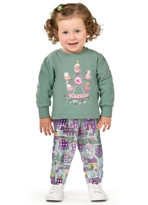 Elian - Conjunto Bebê Menina Moletom Verde - ELIAN