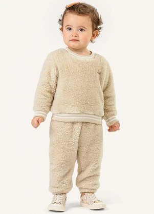 Colorittá - Conjunto Bebê Menina Peluciado com Brilho Bege - COLORITTÁ