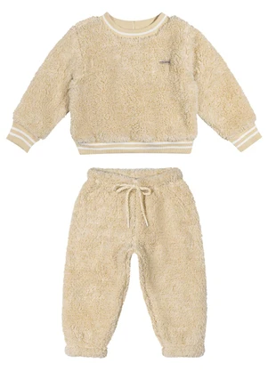 Colorittá - Conjunto Bebê Menina Peluciado com Brilho Bege - COLORITTÁ