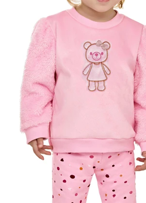 Elian - Conjunto Bebê Menina Peluciado Ursinha Rosa - ELIAN